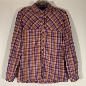 Woolrich Purple & Orange Plaid Flannel Button Down Shirt